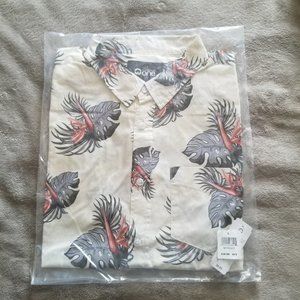 Men's short-sleeved tropical print shirt